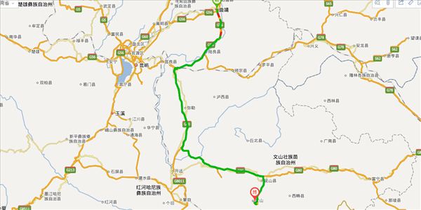 曲靖到文山開車路線圖