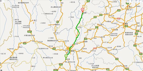 玉溪到昭通開車路線圖