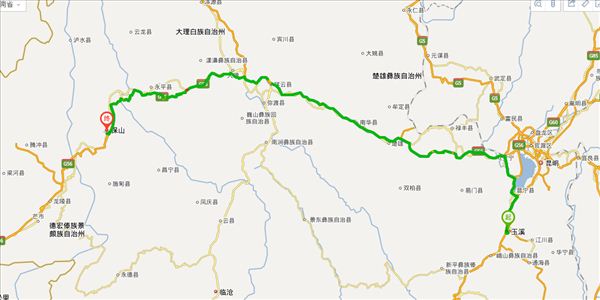 玉溪到保山開車路線圖