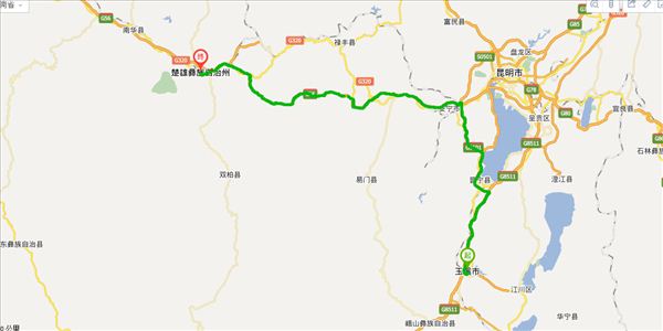 玉溪到楚雄開車路線圖