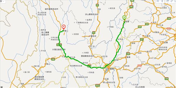 昭通到麗江開車路線圖