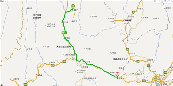 麗江到楚雄開車路線圖