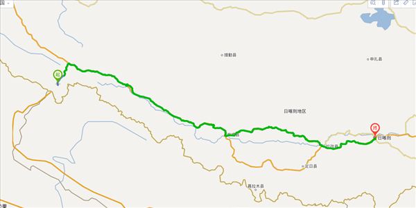 阿里地區(qū)到日喀則開(kāi)車(chē)路線圖